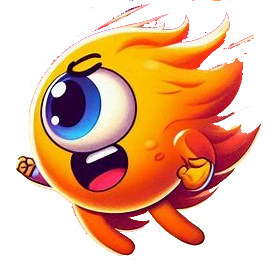 cartoon character made of red fire