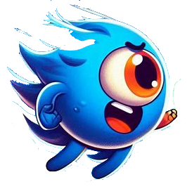 cartoon character made of blue fire